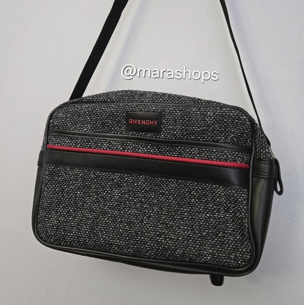 Givenchy Vintage Messenger Bag Black Tweed